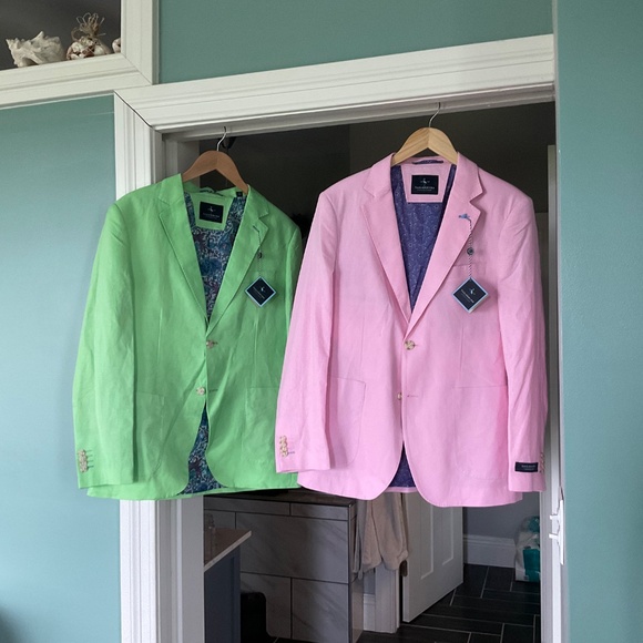 Signature Solid BRIGHT Linen Sport Coat By Tailorbyrd Light Pink - Picture 7 of 7